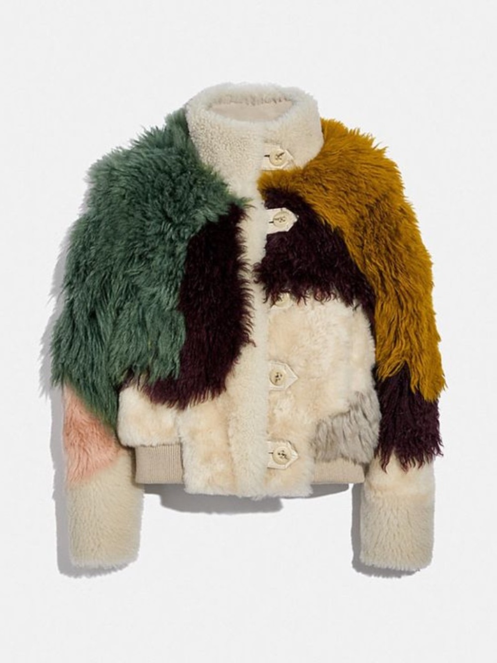 Coach Pieced Shearling Bomber Jacket Size 4